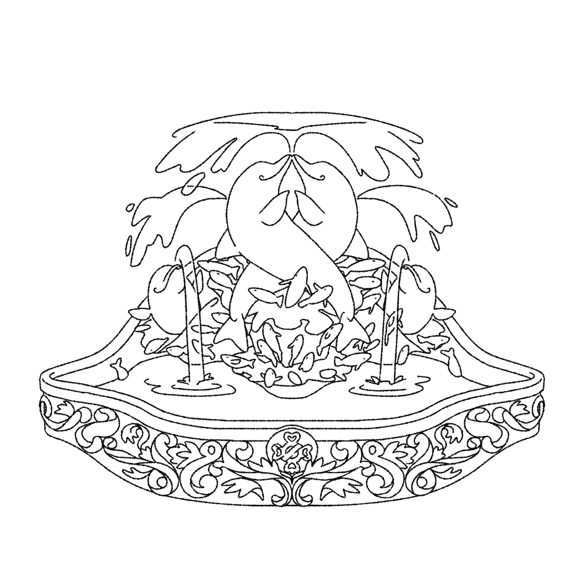 A Fountain colouring outline